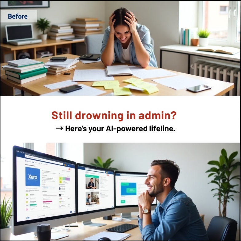 5 Signs You’re Wasting Time on Admin — and How to Fix It with AI Automation for Small Business 1 AI automation for small business: Still drowning in admin → Here’s your AI-powered lifeline